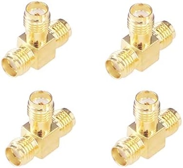 4Pcs Antenna Adapter Sma Female To Dual Sma Female Connector T Type 3 Way Splitter Antenna Converter(Not For Tv)(F79-4), Gold