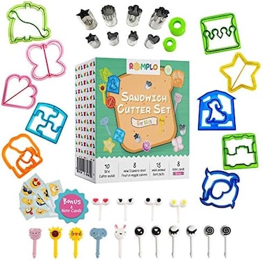 Sandwich Cutters For Kids - Create Fun &amp; Healthy Bento Lunch Box School Lunches In Minutes - Includes Fruit And Vegetable Cutters - Food Picks And Scratch Cards