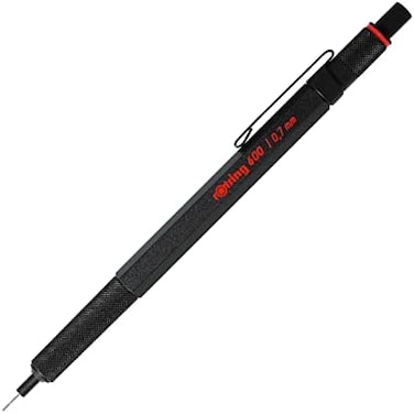 Rotring 600 Mechanical Pencil, Hb 0.7 mm, Black Body, Hexagonal Barrel