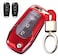 Royalfox(Tm 2 3 Buttons Soft Tpu Flip Remote Key Fob Case Cover For 2015 2016 2017 2018 2019 Ford F150 F250, Focus 3 Escort Kuga Everest Fiesta Mustang Edge Mkv Fusion 2016 Ranger (Red)