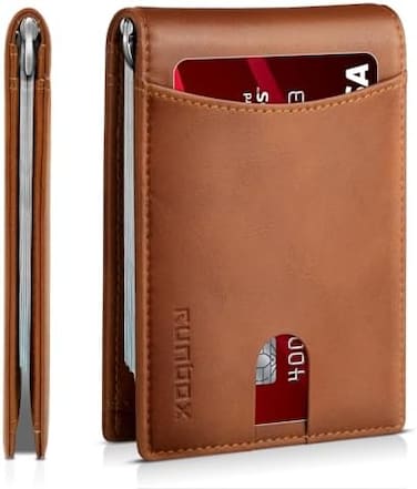 Runbox Slim Money Clip Wallets For Men Rfid Blocking 11 Card Holder Minimalist Small Leather Bifold Men's Front Pocket Wallet Gift Box