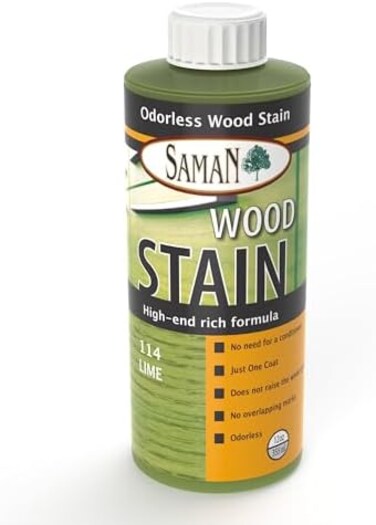 Saman Interior Water Based Wood Stain - Natural Stain For Furniture, Moldings, Wood Paneling, Cabinets (Lime Tew-114-12, 12 Oz)
