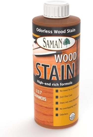 Saman Interior Water Based Wood Stain - Natural Stain For Furniture, Moldings, Wood Paneling, Cabinets (Chamois Tew-117-12, 12 Oz)