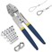 Sanuke Wire Rope Crimping Swaging Tool - Chrome - Up To 2.2mm (2/32Inch) - 160Pcs Aluminum Double Barrel Ferrule Crimping Loop Sleeve &amp; 10Pcs Stainless Steel Thimble Assortment Kit