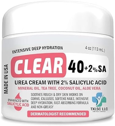 Scientific Solutions Global SA 40% Gel 1% Salicylic Acid 4 Oz W Tea Tree &amp; Coconut Oil Aloe Vera Callus &amp; Corn Remover Softens Cracked Heels Feet Elbows Hands Nails Superior Hydration To Creams