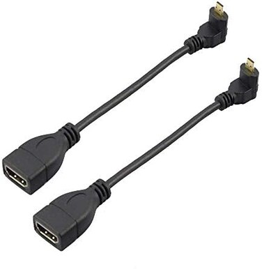 Seadream 2Pack 6" 15Cm 90 Degree Down Angled Micro HDMI Male To HDMI Female Cable Adapter Connector (2Pack Down Angled)
