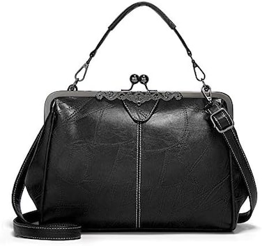 المرأة ريترو جوفاء النفط الشمع بولي Leather حقيبة يد جلدية قبلة قفل محفظة كروسبودي خمر حقيبة ساعي حمل