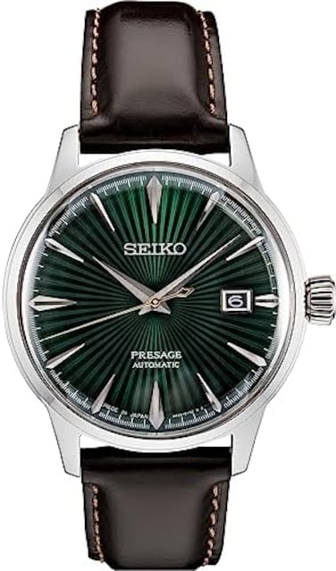 Seiko Automatic Watch For Men - Presage Cocktail Time - Patterned With Golden Numerals And Date Calendar, 50M Water-Resistant