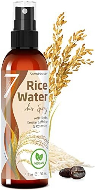 Seven Minerals New Fermented Rice Water For Hair Growth - Infused With Rosemary, Biotin, Caffeine, Keratin Vegan Non-Greasy Spray Naturally Thicker, Longer, Softer Men &amp; Women (4 Fl Oz)