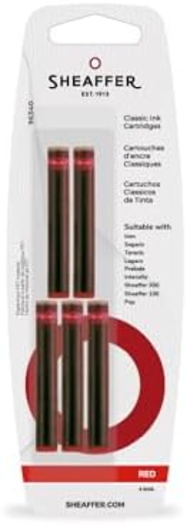 شيفر سكريب - خرطوشة حبر قلم حبر كلاسيكي، عبوة من 5 قطع، أحمر