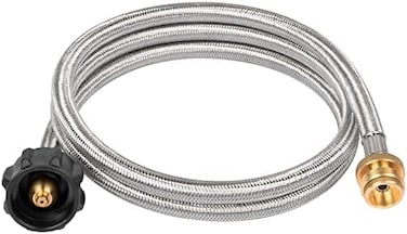 محول بروبان Shinestar وخرطوم مضفر بطول 5 أقدام لسخانات الأصدقاء، ومواقد كولمان، وشوايات ويبر كيو، وشواية سطح الطاولة بلاكستون والمزيد - يحول 1 رطل إلى 20 رطلًا من الأسطوانات