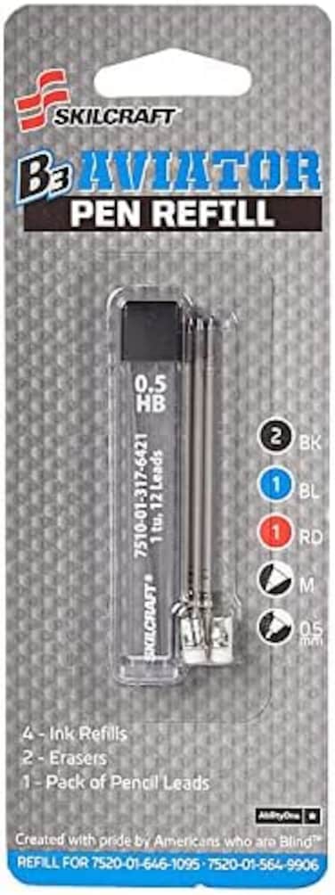 Skilcraft 7510-01-565-0621 5 Piece B3 Aviator Pen Refill Kit