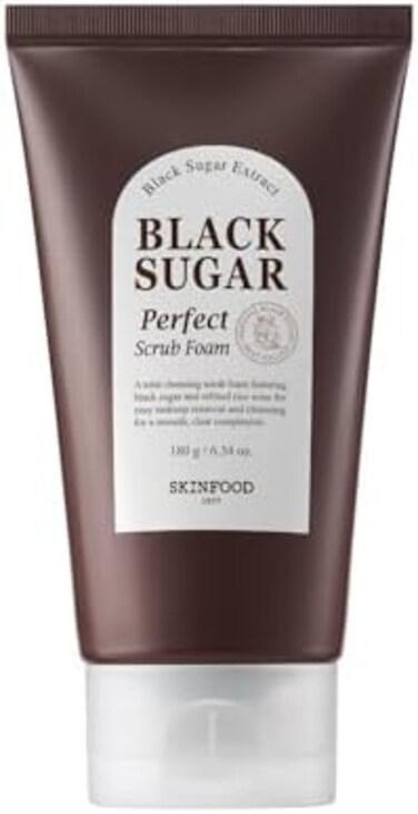 Skin Food Black Sugar Perfect Scrub Foam 6.35 Oz (180G) - Detoxifying Pore Scrub &amp; Exfoliator Soft &amp; Rich Bubble Facial Foam Cleanser, Removes Dead Skin Cells, Skin Smooth And Moisturizing