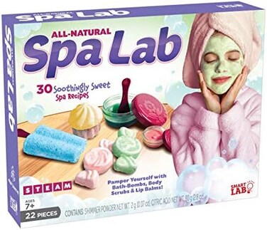 Smartlab Toys All Natural Spa Lab - 22Piece - 30 Soothing Spa Recipes - Includes 4 Bath Bomb Molds &amp; 2 Lip Balm Pots