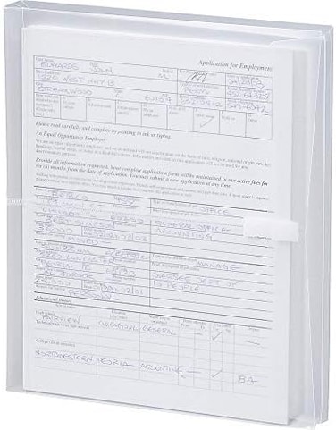 مظروف بولي سميد، توسيع 1-1/4 بوصة، إغلاق بخطاف وحلقة، تحميل جانبي، حجم الحروف، شفاف، 5 في كل عبوة (89661)