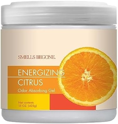 جل ممتص للروائح الكريهة من سيميلز بيجون - يمتص الرائحة من الحمامات والسيارات ومناطق الحيوانات الأليفة والقوارب والمركبات الترفيهية - مصنوع من الزيوت العطرية - رائحة الحمضيات المنشطة - 15 أونصة