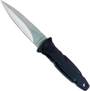 Smith &amp; Wesson S&amp;W Stainless Steel Fixed Blade Knife With False Edge Blade And Tpr Handle