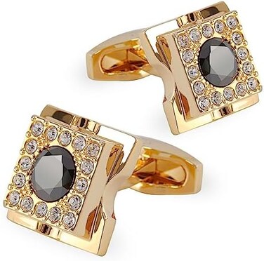 أزرار أكمام كريستال سوداء للرجال أزرار أكمام رجالي أنيقة لحفلات الزفاف هدية فريدة من نوعها