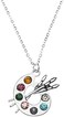 Sportybella - Artist Paint Palette And Brush Charm Pendant Necklace, Silver Plated Multi-Colored Rhinestone, Gift For Painters And Those Who Love Arts, Necklace For Women, Teens, And Girls