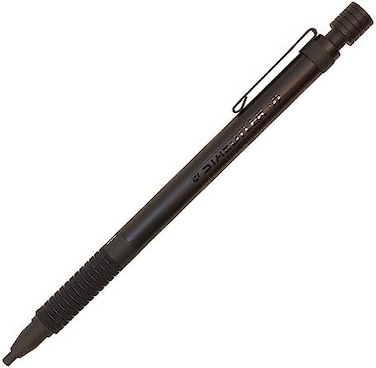 قلم رصاص ميكانيكي Staedtler 925 35-20B، 0.08 بوصة (2 مم)، قلم رصاص ميكانيكي للرسم، أسود بالكامل
