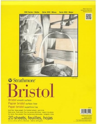 Strathmore 300 Series Bristol Smooth Paper Pad, Acid Free Paper Ensures Longevity, Heavy Weight Paper For Final Artwork, 270 Gsm, 20 Sheets, 27.9 X 35.6 Cm