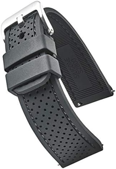 سوار ساعة Alpine Sporty Premium من السيليكون الناعم القابل للتعديل - أحزمة ساعة مطاطية بديلة للنساء والرجال - أحزمة ساعة مقاومة للماء سريعة الفك - متوافقة مع أحزمة الساعات العادية والذكية