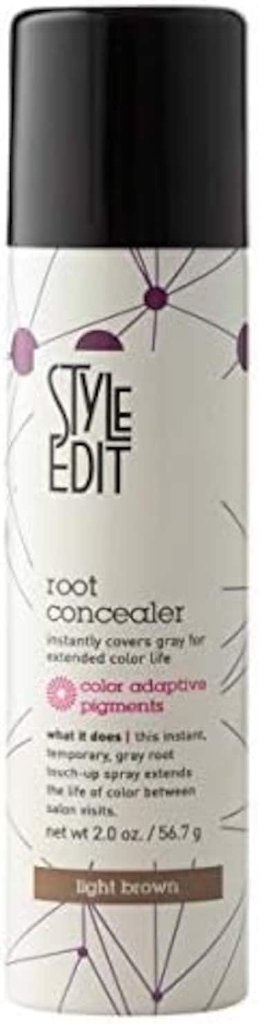 بخاخ لإخفاء عيوب جذور الشعر باللون البني الفاتح من ستايل إديت - يغطي الشعر الرمادي بشكل مؤقت وفوري، عبوة مكونة من قطعة واحدة