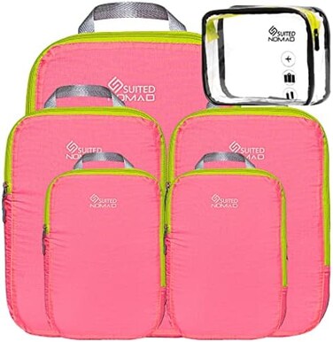 Suitednomad 6 Set/3 Set Ultralight Compression Packing Cubes, Suitcase And Backpack Travel Organizer Bags