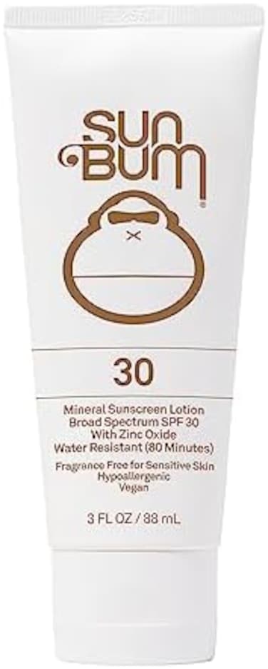 Sun Bum Mineral SPF 30 Sunscreen Body Lotion, Broad Spectrum Moisturizing Facial Sunblock With Vitamin E, Vegan And Hawaii 104 Act Compliant (Octinoxate &amp; Oxybenzone Free), Travel Friendly 3 Oz