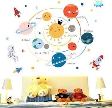Planets Wall Sticker Solar System Wall Decals Children Wall D&eacute;cor Removable Art Decor Space Decoration For Boys Girls Bedroom Wall Decals