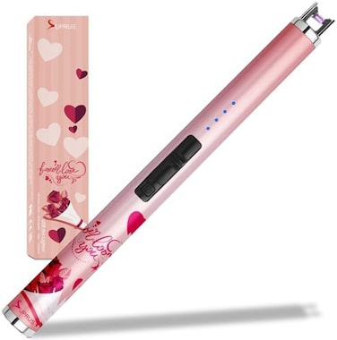 Suprus Candle Arc USB Type C Lighter Electric Lighter With Upgraded LED Battery Display Safety Switch Rechargeable Flameless Plasma Windproof Portable For Mother&lsquo;S Day (Pink)