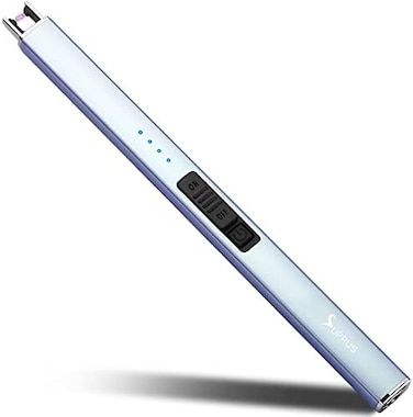 Suprus Electric Lighter Arc Windproof Flameless USB Lighter Rechargeable Lighter With Safety Lock For Candle Bbq Camping (Blue)