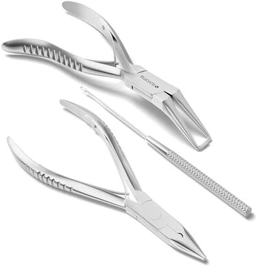 Suvorna Hair Extension Tools &amp; Microlinks Hair Extensions Kit For Micro Link &amp; Micro Ring - Beads Opener, Beads Closener &amp; Needle Hook Tool Kit - Japanese Steel Professional Hair Loop &amp; Styling Tool