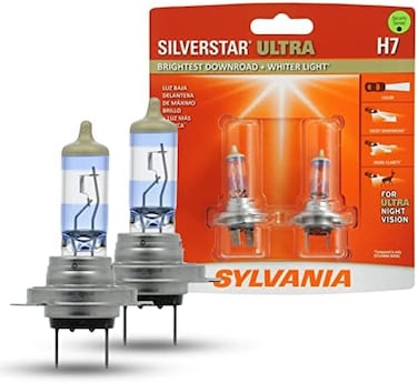 سيلفانيا - 9003 سيلفر ستار الترا - لمبة هالوجين أمامية عالية الأداء، شعاع عالٍ، شعاع منخفض ومصباح بديل للضباب، ألمع الطرق مع ضوء أكثر بياضًا، تقنية ثلاثية النطاق (تحتوي على لمبتين)