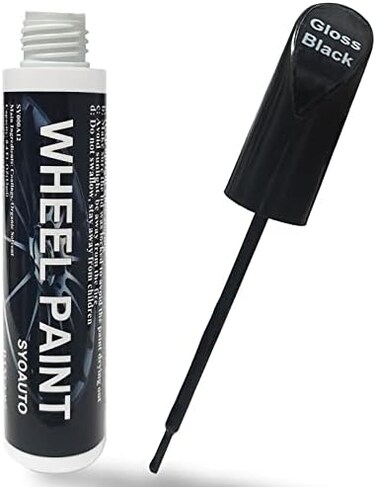 Syoauto Gloss Black Rim Touch Up Paint, Car Wheel Scratch Repair Touch Up Paint Pen, Universal Color Black Wheel Paint (Gloss Black)