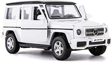 نموذج سيارة بنز G63 بمقياس 1:36 للأطفال، لعبة سيارات من سبيكة السحب للخلف G Wagon للأطفال الصغار هدية للأولاد والبنات (أبيض)