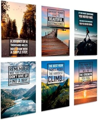 لوحات فنية جدارية ملهمة، ملصقات تحفيزية، لوحات فنية جدارية للمكتب، ملصقات تحفيزية للمكتب، ملصقات ملهمة، ملصق ملهم لديكور الفصل الدراسي، لوحات فنية جدارية للمكتب، مجموعة من 6 قطع مقاس 11 × 17 بوصة.