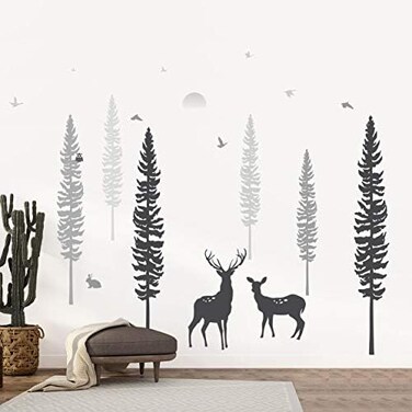 Nursery Wall Decal - Dreamy Forest With Pine Tree, Animals &amp; Deer - DIY Impressive Children Room