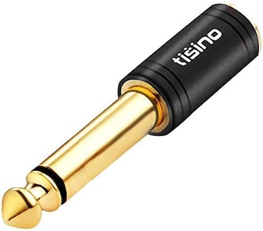 Tisino 1/4 Mono To 3.5mm Stereo Adapter, Gold Plated 6.35mm Ts Male To 1/8 Inch Trs Female Audio Connector - Black, 1 Pack