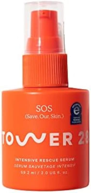 مصل إنقاذ مكثف من Tower 28 Sos للبشرة الحساسة، للعناية بالبشرة بحمض هيبوكلوروس، يهدئ التهيج، ويساعد على تقليل احمرار الوجه، 2 أونصة سائلة