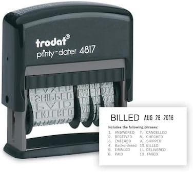 Trodat Economy 12-Message Stamp, Dater, Self-Inking, 3/8 X 2 Inches, Black (E4817)