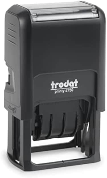 Trodat Printy 4750 ختم تاريخ بالحبر الذاتي مع العبارات المستلمة والمدفوعة والمدخلة والمرسلة بالفاكس - حبر أزرق وأحمر، 2.5 سم × 1-5/8 بوصة