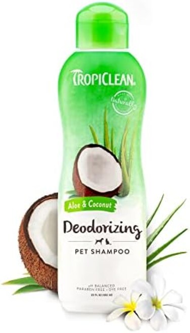 Tropiclean Dog Shampoo Grooming Supplies - Deodorising And Cat For Smelly Dogs &amp; Cats Odour Eliminating Derived From Natural Ingredients Used By Groomers Aloe Coconut, 592ml