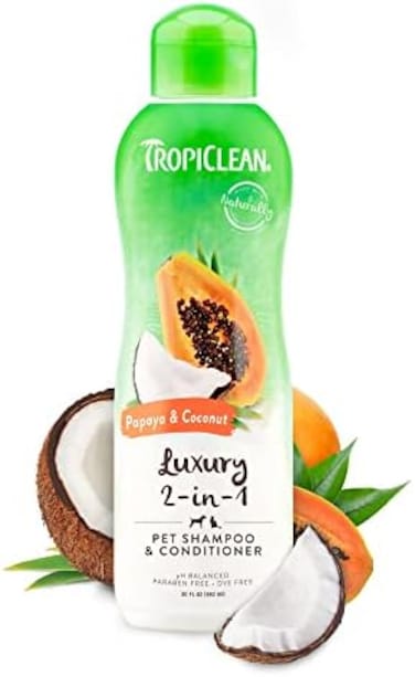 Tropiclean 2-In-1 Papaya &amp; Coconut Dog Shampoo And Conditioner, Natural Pet Shampoo Derived From Natural Ingredients, Cat Friendly, Made In The Usa, 20 Oz.