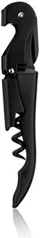 True Brands Truetap Double Hinged Waiters Corkscrew, Top-Notch Stainless Steel Opener With Foil Cutter Built To Last Wine Key Matte Black, Set Of 1