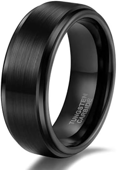 Trumium 6 مللي متر 8 مللي متر كربيد التنغستن شريط خاتم الزفاف للرجال النساء خطوة حافة أسود/فضي منقوش أحبك الراحة صالح 4-15