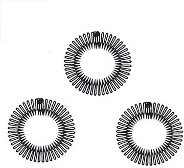 مشط عصابة رأس مشط مطاطي بدائرة كاملة، 3 قطع من البلاستيك المرن، عصابة رأس شفافة للنساء والفتيات