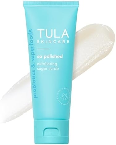 Tula Probiotic Skin Care So Polished Exfoliating Sugar Scrub, Face Scrub, Gently Exfoliates With Sugar, Papaya, And Probiotics For A Softer And Radiant-Looking Complexion, 2.9 Oz.
