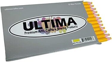 قلم تحديد صيني - قلم رصاص/قلم شمع قابل للتقشير - يترك علامات معتمة، ويسهل إزالة العلامات على جميع الأسطح الزجاجية وغير المسامية والمصقولة (أصفر)