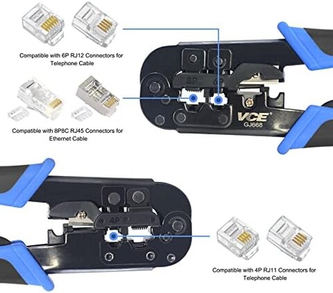 Vce Rj45 Rj11/Rj12 Rj22 إيثرنت أداة تجعيد المكشكش القاطع المتعرية الكل في واحد أداة متعددة للهاتف الشبكة Cat3 Cat5 Cat5E Cat6 Cat6A وحدات موصل كابلات التوصيل
